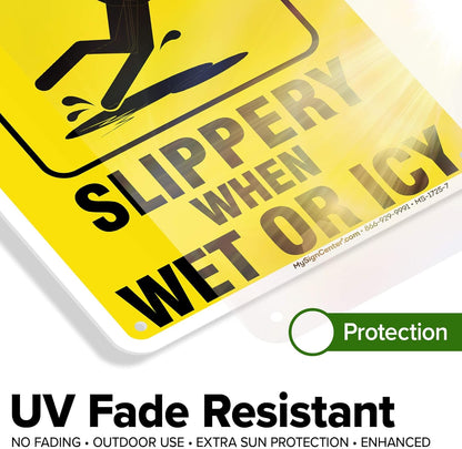 Caution Slippery When Wet Sign or ICY Sign, 7"x10" Polyethylene, Indoor/Outdoor Use, USA MADE By My Sign Center