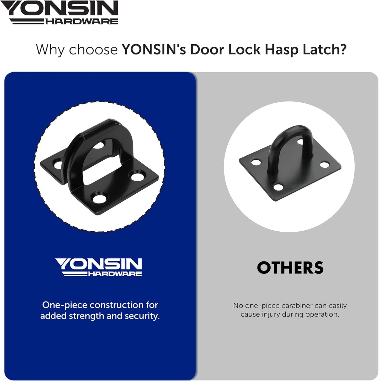 7-1/2" Door Padlock Safety Hasp Latch Heavy Duty, Door Hasp Clasp Lock Gate Shed Hasp Latch Lock for Door Window Fence Gate Barn, 304 Stainless Steel, Thickness 1/8”, Black, 1 Pack