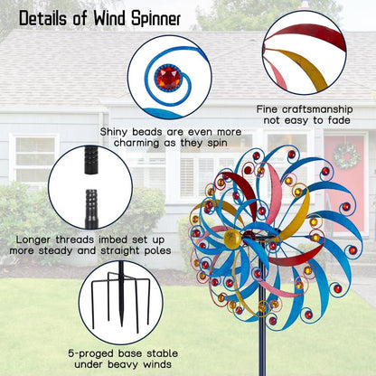 DREAMYSOUL Wind Spinners Outdoor, 20 Inches Dia Extra Large Metal Wind Spinner, Colorful Windmills Kinetic Wind Sculptures and Spinners for Yard Garden Outside Patio Lawn Decor