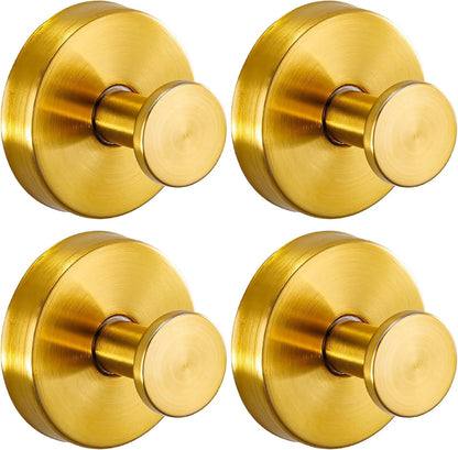 Reusable Heavy Duty Suction Cup Hooks for Kitchen/Bathroom/Shower - Wet-Proof Hooks for Towels, Robes, Loofah&Wreaths/No Drill Mounting on Glass, Tile, Metal (4, Brushed Gold)