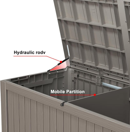 150 Gallon Outdoor Storage Box – Waterproof Deck Box for Patio & Garden,Light Brown