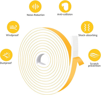 Upgraded Strong Adhesive Foam Weather Stripping Door Seal Strip Insulation Tape for Insulating Door,Air Conditioner Noise-Reduction Self Adhesive Sealing Weatherstrip(1 in x 1/4 in x 16.5 Ft)