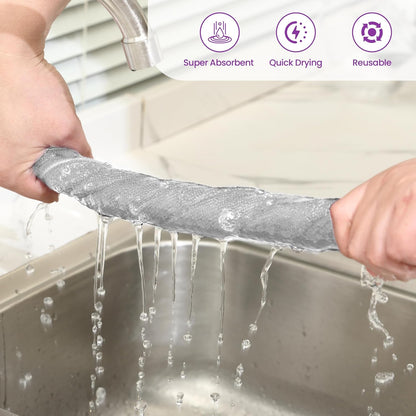 Microfiber Cleaning Cloths - 12 Pack, Grey, 12.2" x 12.2", Lint-Free, Streak-Free, Absorbent, Multi-Purpose, Heavy-Duty, Durable, Easy to Clean