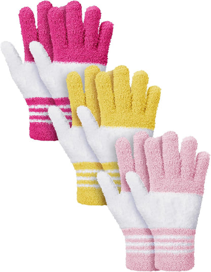 Patelai 3 Pairs Microfiber Plant Dusting Gloves Leaf Cleaning Gloves for Indoor Plants, Blinds, Furniture, House(Medium,White, Pink, Yellow, Rose Red)