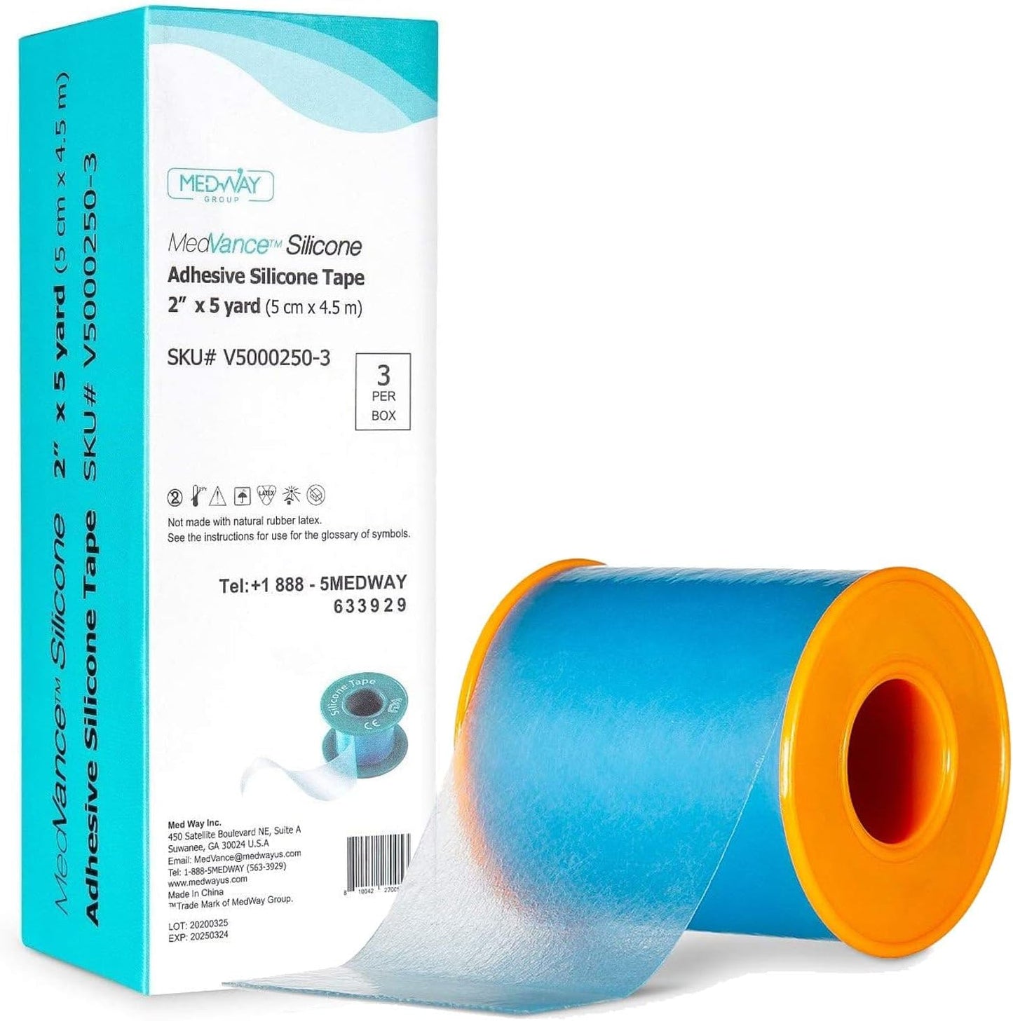 Medvance Cuttable Soft Silicone Tape - Waterproof Breathable Tape for All Skin Types - Easy Apply Non Stick Tape for Wounds - Adhesive Silicone Bandages for Blisters (3 Pack, 5 Feet Rolls)