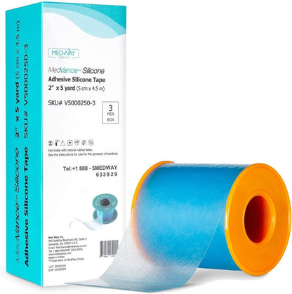 Medvance Cuttable Soft Silicone Tape - Waterproof Breathable Tape for All Skin Types - Easy Apply Non Stick Tape for Wounds - Adhesive Silicone Bandages for Blisters (3 Pack, 5 Feet Rolls)