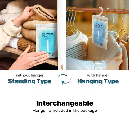 Dry & Dry 50 Packs Hybrid Moisture Absorbers & Musty Odor Eliminator Dehumidifier to Control Excess Moisture for Basements, Closets, Bathrooms, Laundry Rooms. Moisture Absorbers