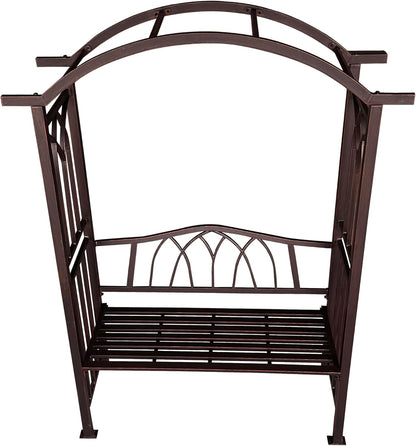 Bronze Aluminum Garden Arbor Arch with 2-Seater Bench