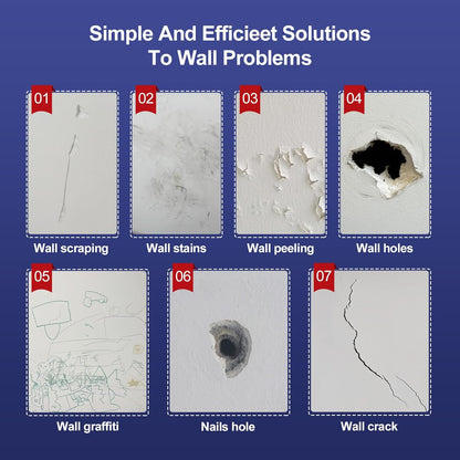 8.6oz Drywall Patch Repair Kit - Professional All-in-1 Tool Set (Scrapers/Sandpaper/Texture Sponge/Gloves/ Aluminum Patches) for Fast Wall Hole Repair