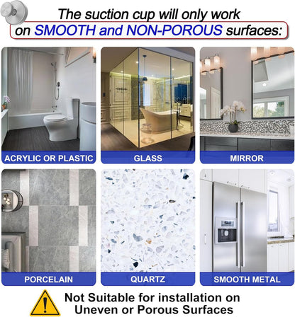 Suction Cup Hooks for Shower, Removable Towel Hooks for Bathroom Window Glass Door Wall, Bath Robe Looafh Hook for Hanging - 4 Pack, Silver