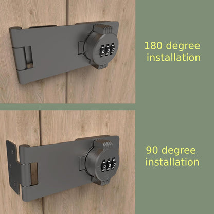 Keyless Combination Lock – 3-Digit Combination Lock for Cabinet Doors – Twist Knob Hasp Latch Lock with Password Code – Zinc Alloy Cabinet Door Latch for Kitchen Drawers, Cabinets, Cupboard (Grey)