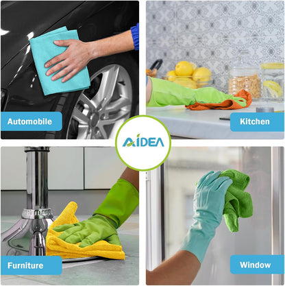 AIDEA Microfiber Cleaning Cloth 100PK, Soft Absorbent Rags, Microfiber Towels for Cars, Kitchen Towels, Dusting Cloth for Home, Window, Cleaning Supplies,12"×12"