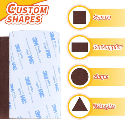 Felt Furniture Pads, Heavy Duty Felts Strip Roll with Adhesive Backing Felt Pads Furniture Feet Cuttable Felts Tape for Protecting Hardwood Floors(5 x 120 x 0.12 Inch, Brown)