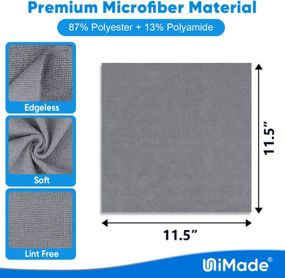 Microfiber Cleaning Cloth, 200 Pack Microfiber Towels for Cars Reusable Shop Rags Bulk Lint Free Cleaning Towels for Car Kitchen Automotive Bar Mechanic Restaurant Garage, 11.5"x 11.5", Grey