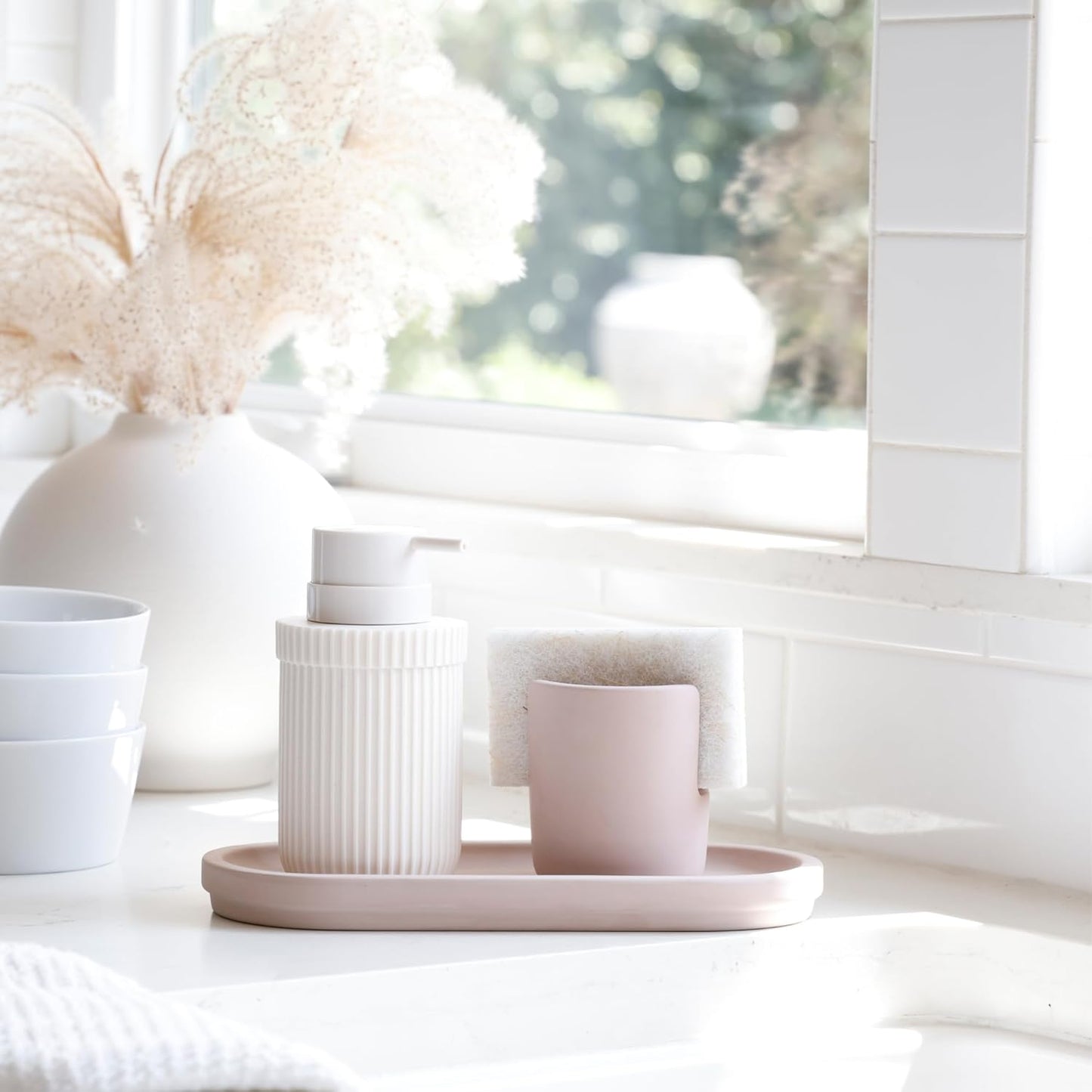 Selegna Diatomaceous Earth Stone Sink Tray - Quick Drying, Reversible Tray for Kitchen & Bathroom Countertop Organizer, Use as Bottle Drying Rack, Sink Caddy, Vanity Organizer, Sponge Holder