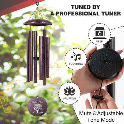 ASTARIN 36" Large Deep Tone Personalized Sympathy Wind Chimes, Memorial Wind Chime for Loss of Mother Father Loved One, Tree of Life Bereavement Gifts Decor Outdoor Patio Garden(Produced in USA)