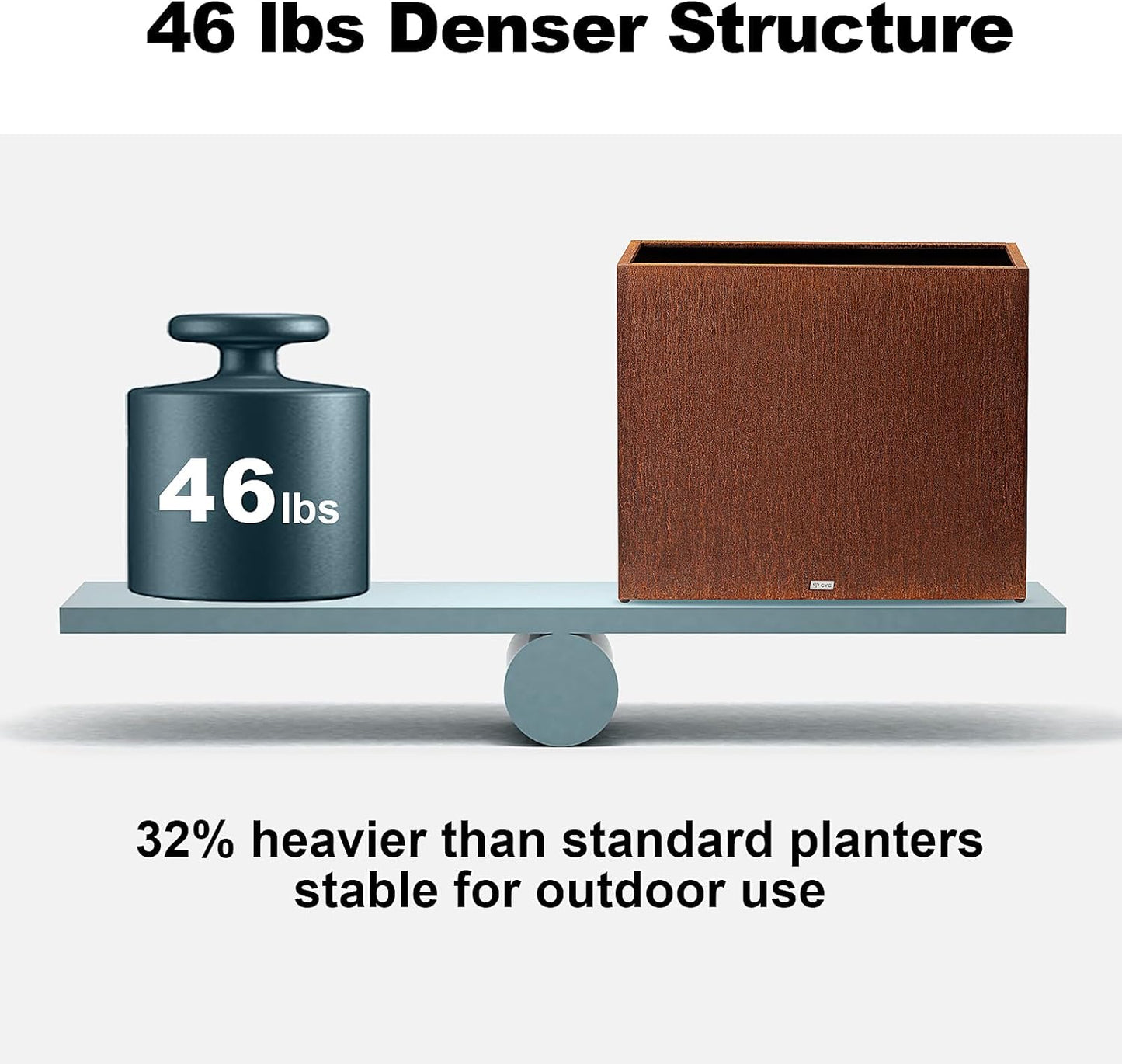 Large Corten Steel Planter Box Outdoor, 30" H x 34" W x 10" D,Tall Rectangular Metal Rusted Planters with Grow Bag,Naturally Rusting Steel Flower Pot,Rustic Décor for Patio,Garden,Deck,Backyard