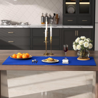 Quality Silicone Table Mat 47x24 Inch - High Heat Resistant (Lab Tested 482°F), Non-Slip Oil-Resistant Surface for Baking & DIY | Waterproof & Easy Clean (Blue)