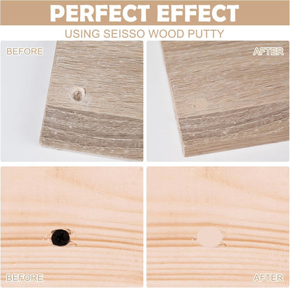 SEISSO Wood Putty, White Oak Wood Filler Paintable, Wood Putty Outdoor Waterproof, Wood Repair Putty Stainable, Wood Furniture Repair kit - Restore Wooden Table, Cabinet, Floors, Door