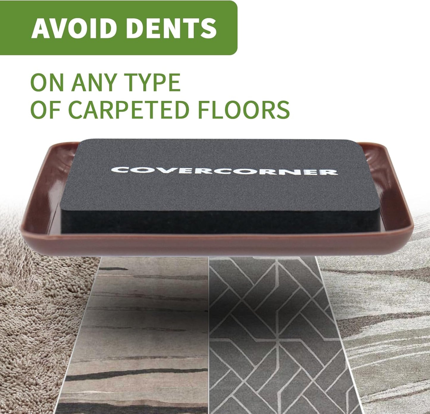 Furniture Sliders for Carpet 16 PCS - 3 1/2 inch Furniture Moving Slider Chair Legs Floors Protectors Square Furniture Movers Sliders – Move Your Furniture Easy & Safely(for Carpet)-Brown