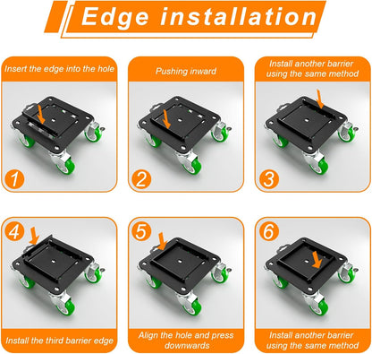 Furniture Dolly 5 Wheels Heavy Duty with Removable Side Guards,3307 Lbs Capacity,360° Rotating Wheels & Tail Brake,Furniture Movers Lifter Tool for Sofas,Beds, Appliances,–Stable,Safe,and Easy to Use