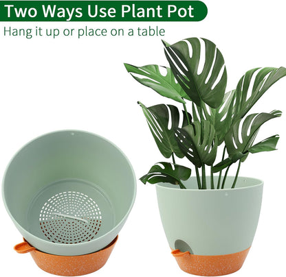 GARDIFE Large Hanging Planter, 12 inch Hanging planters for Indoor. Outdoor Plants, Self Watering Plant Pot, Plant Hanger, Green