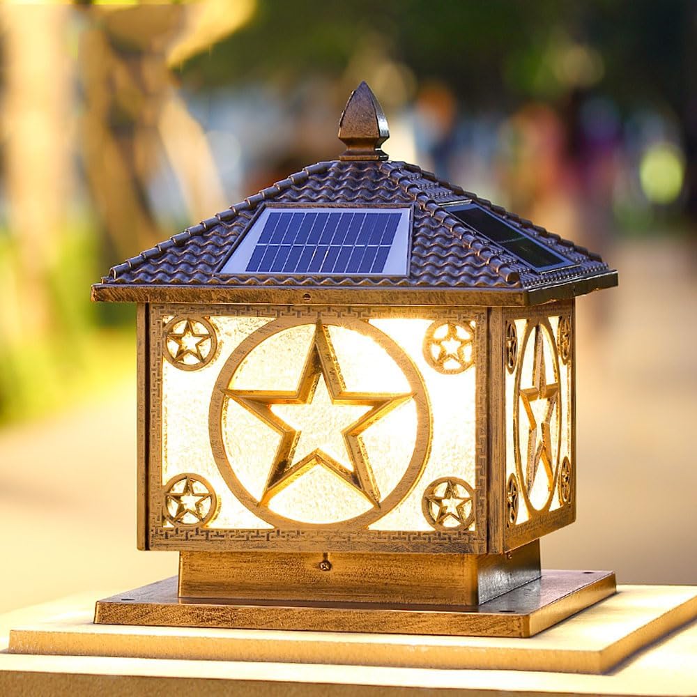 Solar Post Cap Light Modern Outdoor Fence Deck Column Cap Lamp Fence Deck Pillar Lantern Outside Housing Patio Landscape Lighting Flat Surface Posts Garden Decor IP65 Waterproof Entrance Pathway Lamps
