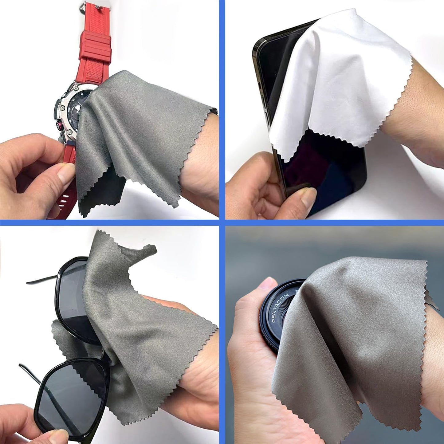 Microfiber Cleaning Cloths (30 Pack), 6x7 Inch – Soft Lens & Glasses Cleaning Cloth for Eyeglasses, Camera Lenses, Screens, and All Delicate Surfaces