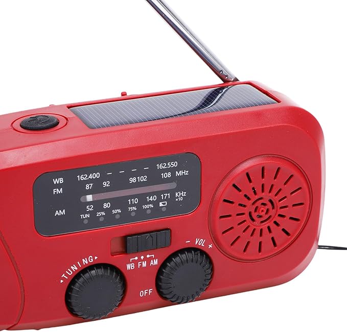 Emergency Hand Crank Radio, Solar AM FM Weather Band Emergency Radio with 2000mAh Power Bank for Emergencies, Camping