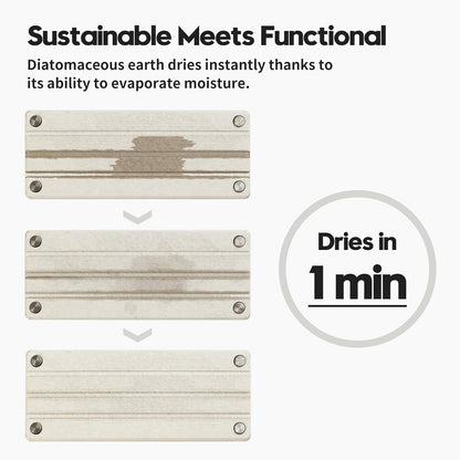 2 Pack Fast Drying Water Absorbing Diatomite Stone Mat Tray for Kitchen & Bathroom Counter - Instant Dry Sink Caddy Organizer - Vanity Holder for Soap and Sponge – Beige Gray 10" x 4"