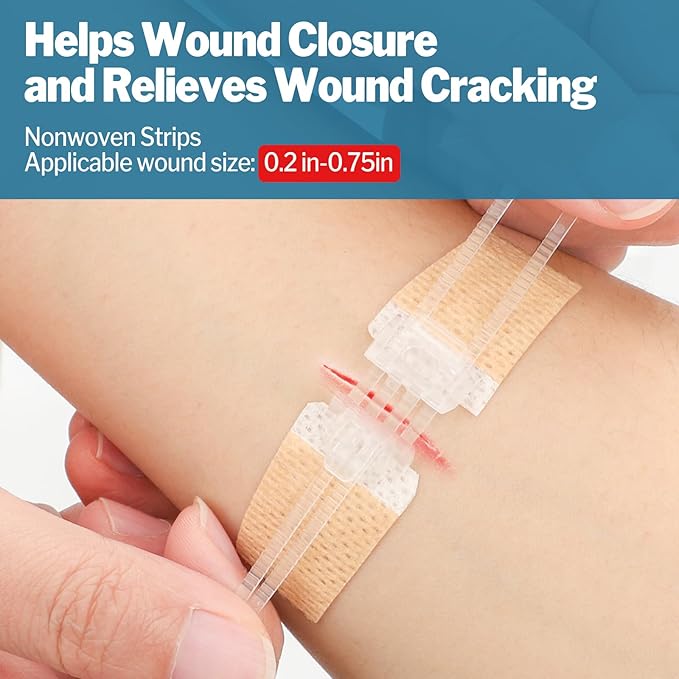 AZEN 14 Pack Emergency Wound Closure Strips, Butterfly Bandages, Emergency Laceration Closure Kit, Repair Wounds Without Stitches, Quick Clot Zip Stitch Wound Closures Device