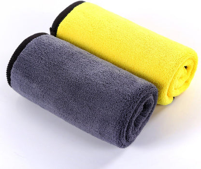 SOFTBATFY Ultrasoft, Large, Thick and Quick Drying Car Microfiber Cleaning Towel 800GSM Polishing Waxing Auto Detailing Towel Cloth (6pack,16 x 16inches) (Grey-Yellow)