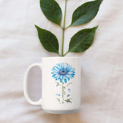 Adorable Gerbera Daisy Flower Mug, Customized Flower Themed Cup With Name, Novelty Daisy Flower Accent Mug 11oz 15oz, Custom Daisy Lover Coffee Cup, Personalized Flower Mug For Birthday