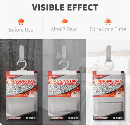 Vacplus Moisture Absorbers, Hanging Closet Dehumidifier Bags, Humidity Packs, Desiccant, Closet Dehumidifiers with Activated Charcoal, 10 Pack, 9.8 OZ