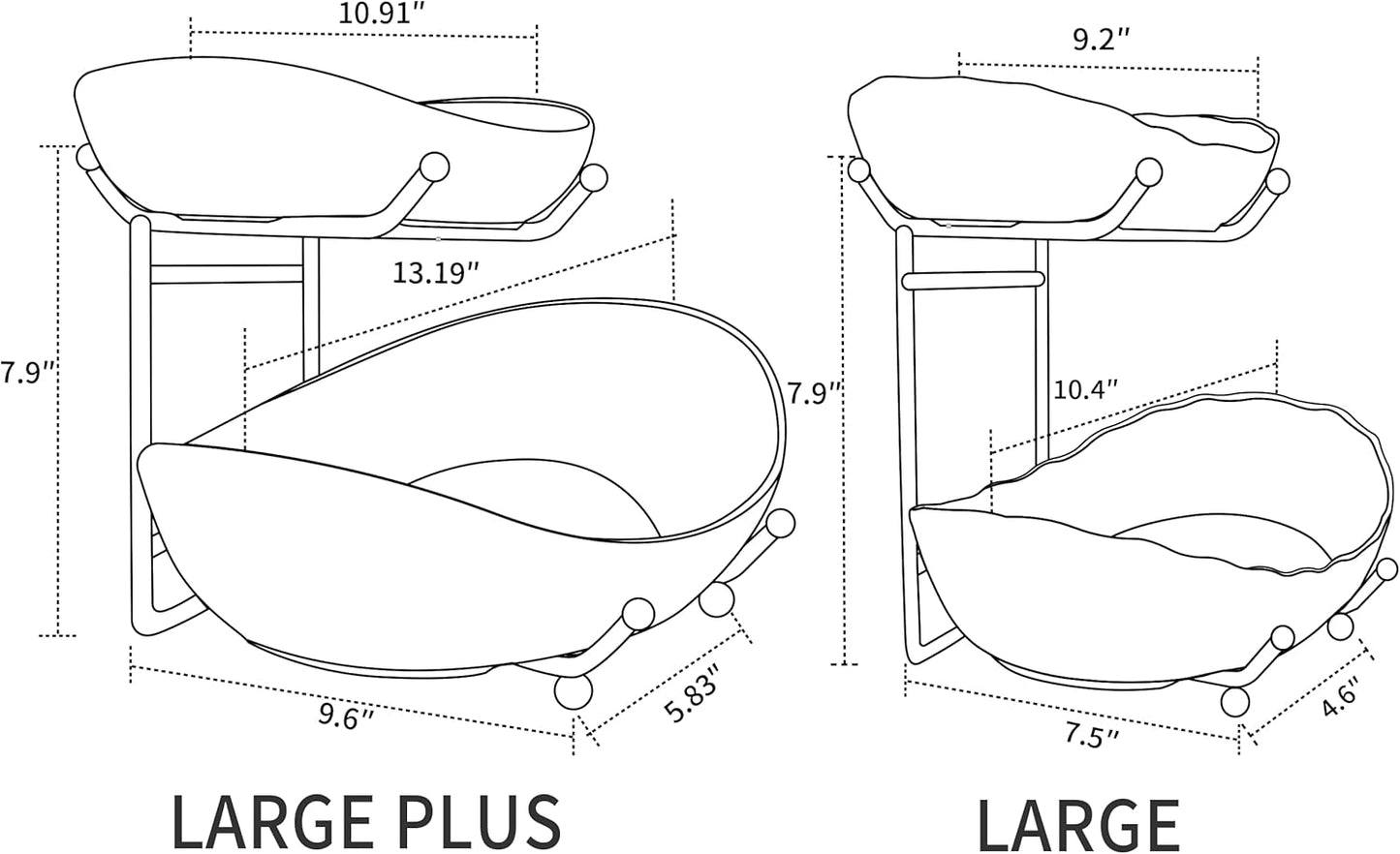 HBlife Extra Large Fruit Basket for Kitchen Counter - 2 Tier Ceramic Fruit Bowl with Metal Stand, Bathroom Countertop Organizer, Tiered Serving Trays for Party