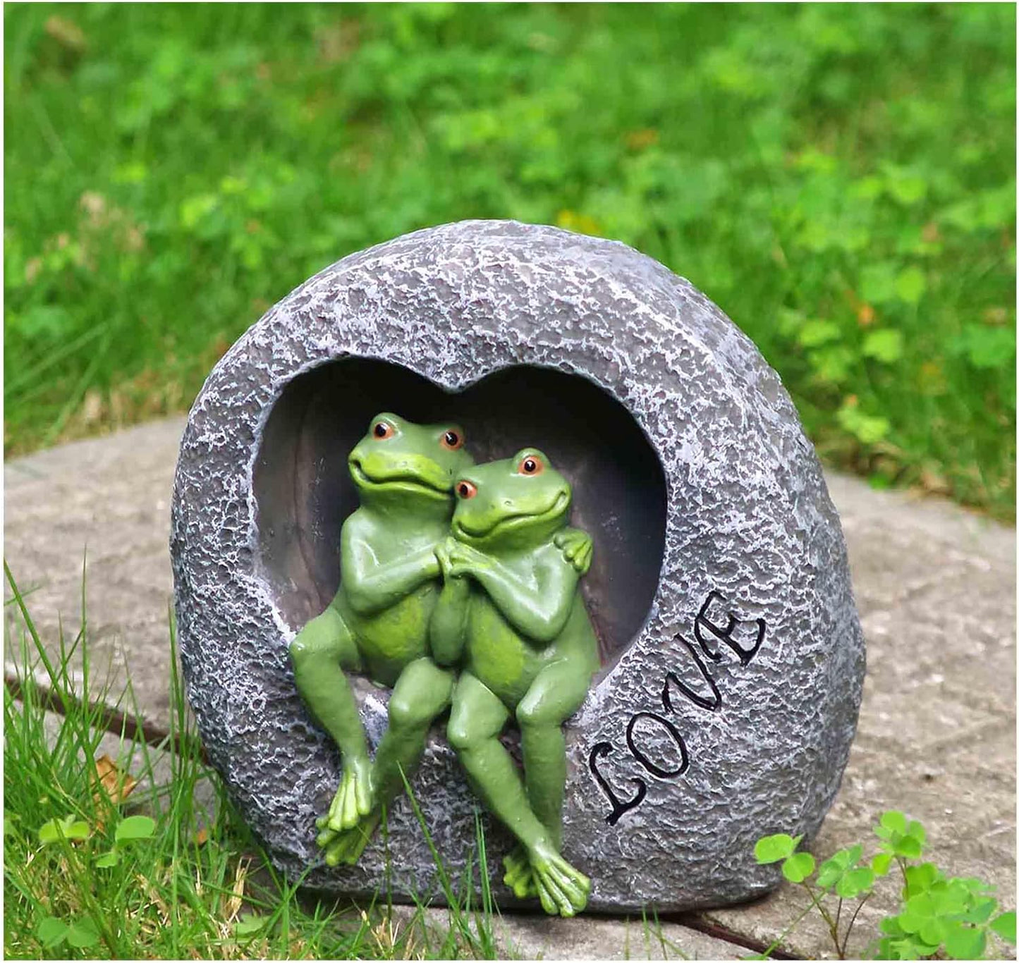 Artisan Flair Lover Frog Statues for Garden - Resin Frogs Couple Figurines Romantic - Yard Animal Decor Frog Stuff Outdoor Lawn Ornament, Green, 7.09 X 4.33 X 7.09 Inches, AF15813
