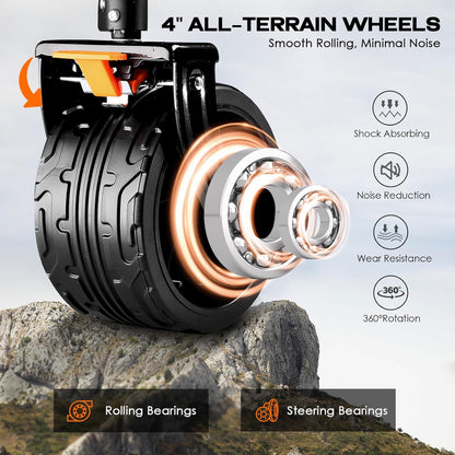 300L Extra Large Collapsible Foldable Wagon, 440lbs Load Capacity 48''L Extended Heavy Duty Folding Beach Wagon with Big All-Terrain Wheels, Utility Garden Cart for Outdoor Activities, Black