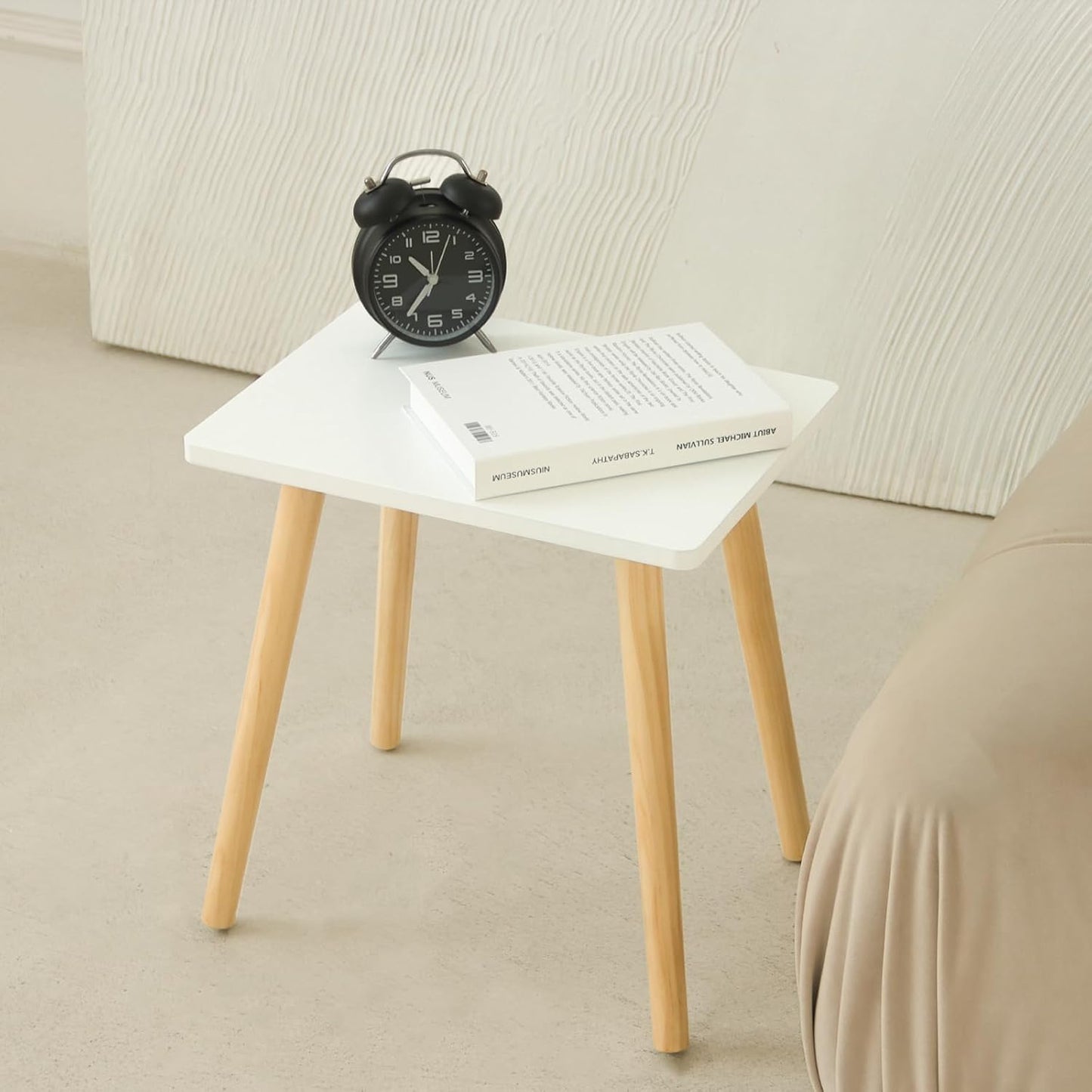 AWASEN Side Table, Small End Accent Table for Living Room Bedroom Office Small Spaces, Modern White Side Table Nightstand with Solid Wood, Easy Assembly, (White)