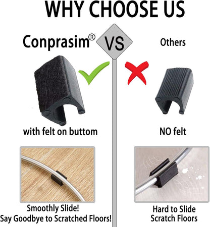 Rectangle U Shaped Chair Leg Tips Caps with Felt Pads,Furniture Feet Protector Slide Smoothly Glides No Scratches No Noise Protect Hardwood Floor,Fit 14mm(9/16inch) Diameter Tubular Leg (Black 24PCS)