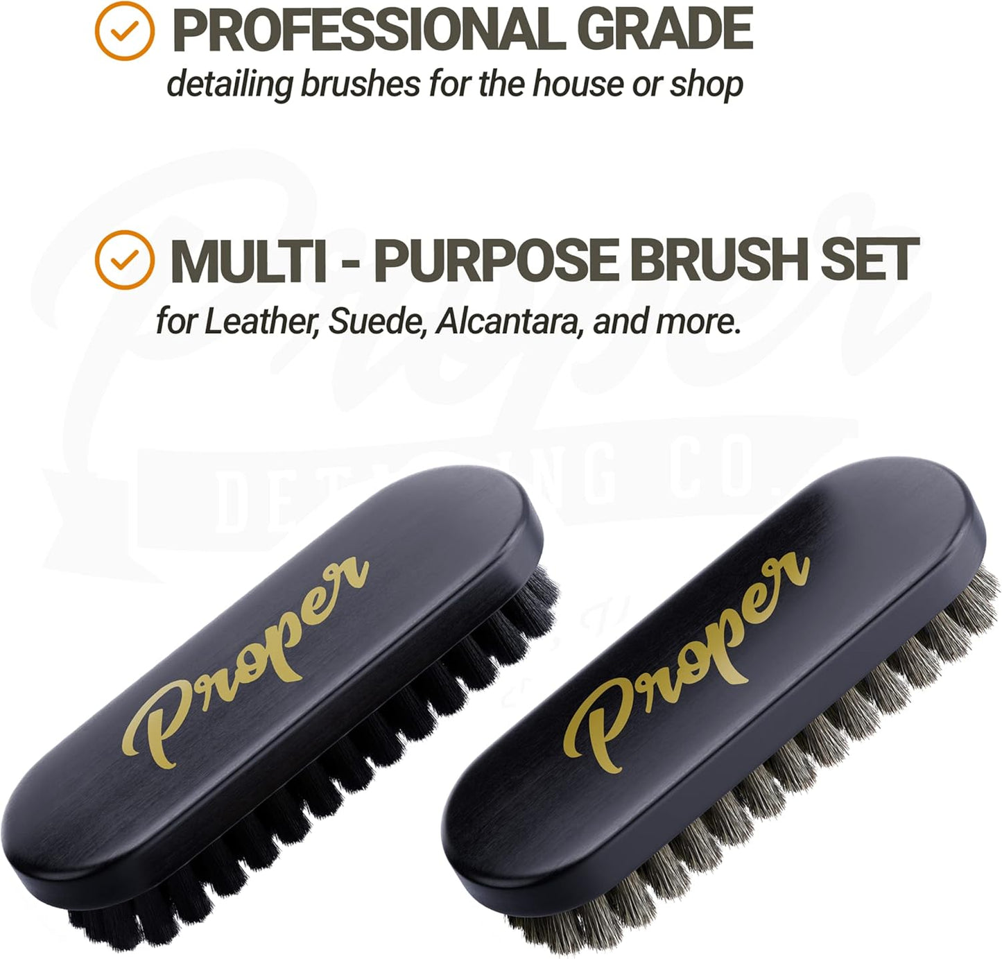 Premium Horse Hair Leather Brushes Set for Car Detailing, Furniture & Upholstery - Professional Horsehair Cleaning Brush for Couch, Car Seats, Alcantara & Interior Surfaces