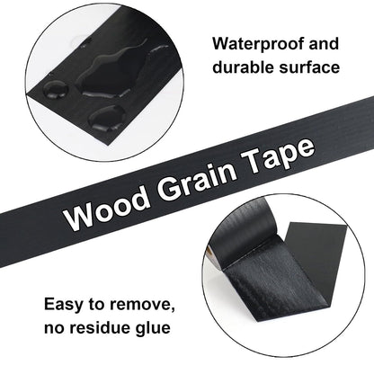 BOMEI PACK Wood Grain Repair Tape,Self Adhesive Repair Patch for Furniture, Floors, Cabinets, Windows, Doors, RV, Home Decor and DIY Projects (1, Black)