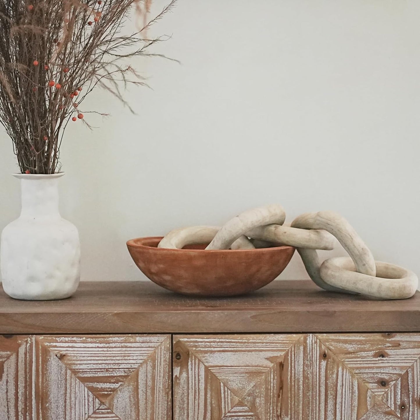 Hand Carved Wooden Decorative Bowl for Home Entryway Decor, Wood Centerpiece Bowl for Coffee Table Decor, Wood Dough Bowl for Farmhouse Decor (Mahogany)