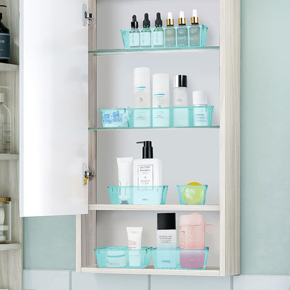 WOWBOX 25 PCS Plastic Drawer Organizer Set, 4 Sizes Desk Drawer Divider Organizers and Storage Bins for Makeup, Jewelry, Gadgets for Kitchen, Bedroom, Bathroom, Office, Sea Blue