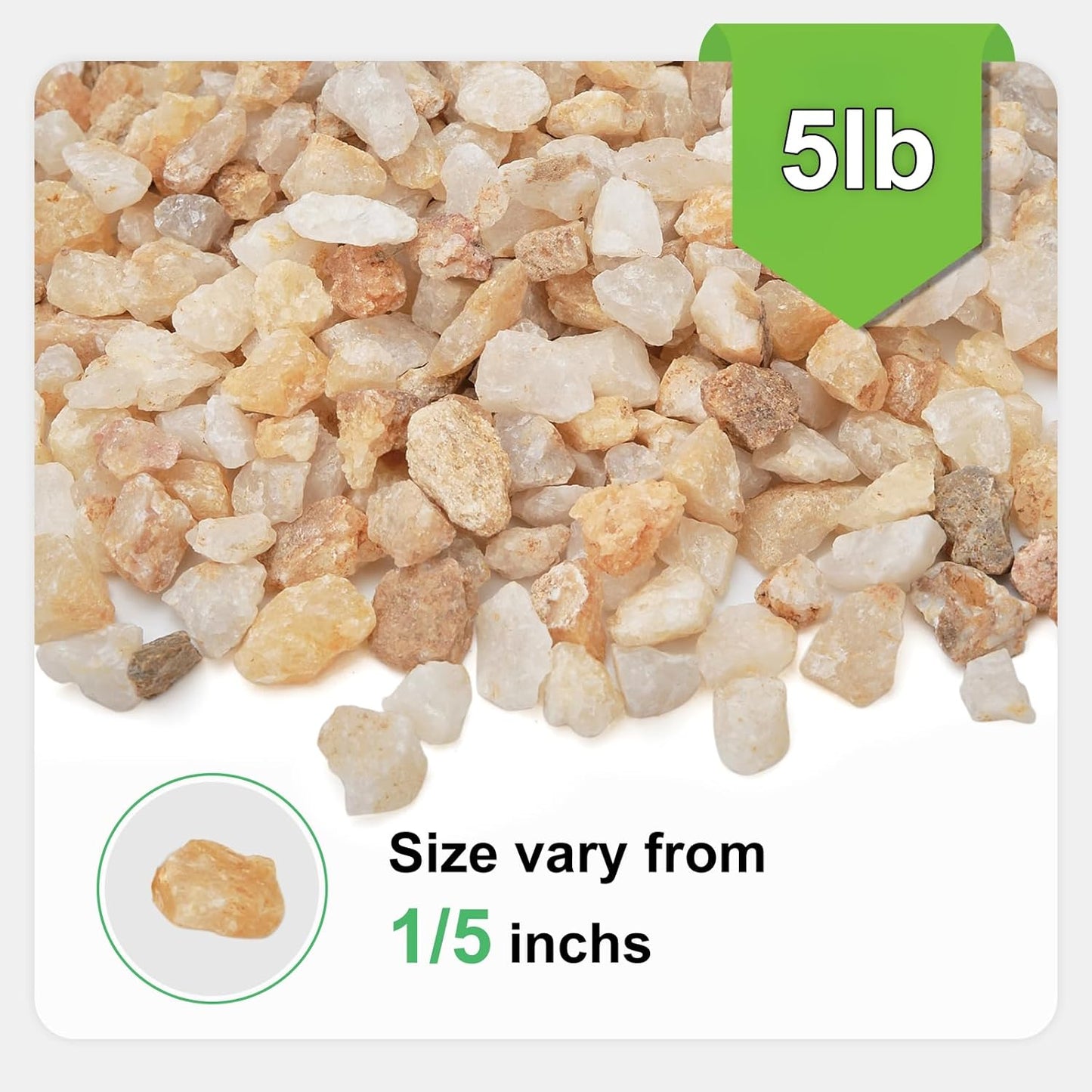 5 lbs Coarse Silica Sand for Indoor Plants, 1/5 Inch Natural Decorative Gravel for Vases, Aquariums, Terrarium, Fish Tank, Drainage Rocks for Potted Plants, Bamboo, Succulent, Crafts, Cactus