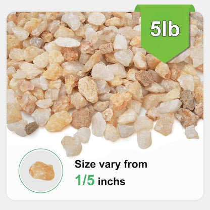 5 lbs Coarse Silica Sand for Indoor Plants, 1/5 Inch Natural Decorative Gravel for Vases, Aquariums, Terrarium, Fish Tank, Drainage Rocks for Potted Plants, Bamboo, Succulent, Crafts, Cactus