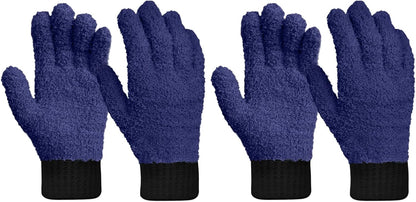 MIG4U 2 Pairs Microfiber Gloves - Dusting Gloves for House Cleaning - Washable Blind Cleaner Duster Tool (Navy,S/M)