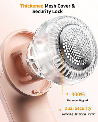 Fabric Shaver, Rechargeable Lint Shaver with Digital Display, Electric Portable Sweater Shaver with 6-Leaf Blades and Safety Lock, 3-Speeds Lint Remover to Remove Pilling for Clothes, Couch (Pink)