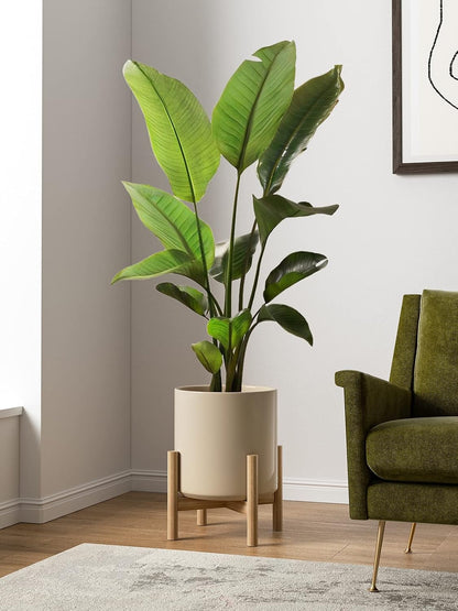 LE TAUCI 12 Inch Pots for Plants, Ceramic Large Plant Pot for Indoor Plants, Mid-Century Modern Flower Planter Pots with Drainage Hole and Removable Plug, Round Planter Pot, Reactive Glaze Cloud Cream