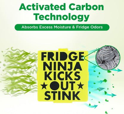 Fridge Ninja Compact Fridge Deodorizer (2 Pack) - More Effective Than Baking Soda - Compact Size Refrigerator Deodorizer Made of Activated Carbon