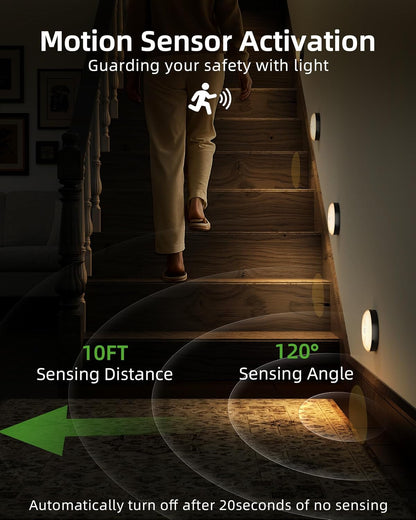 EZVALO Under Cabinet Lighting,1000mAh Rechargeable Puck Lights with Remote,3 Color Temps & 12 RGB Motion Sensor Closet Lights Indoor,Dimmable Under Cabinet Lights for Kitchen,Cabinets,Closet (3 Packs)